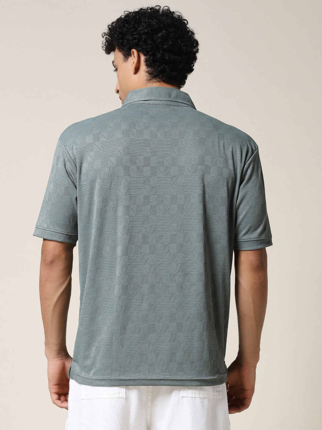 Men Relaxed Fit Korean Texture Polo T-Shirt