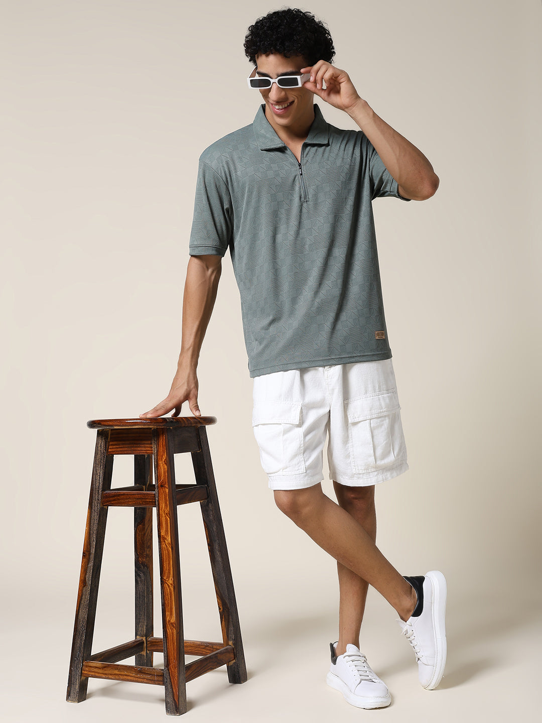 Men Relaxed Fit Korean Texture Polo T-Shirt