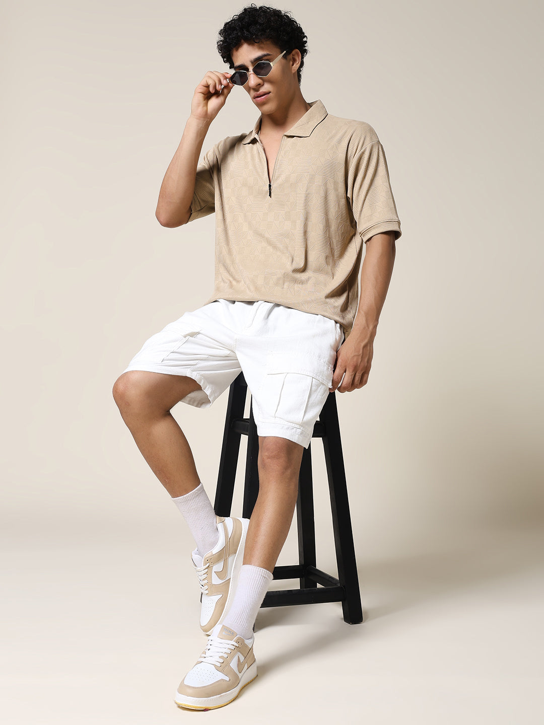 Men Relaxed Fit Korean Texture Polo T-Shirt