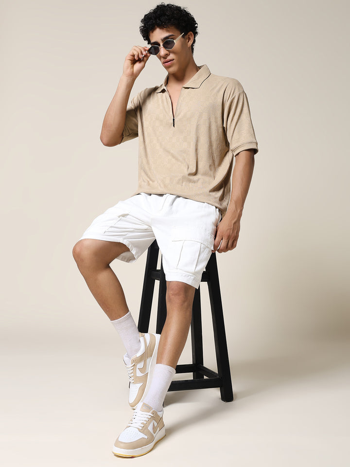 Men Relaxed Fit Korean Texture Polo T-Shirt