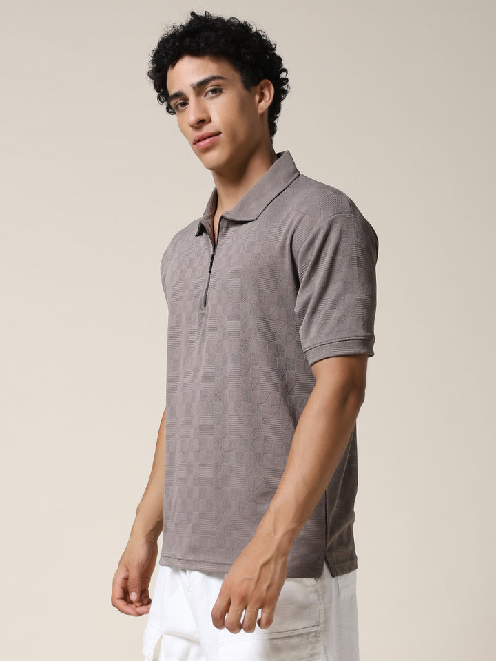 Men Relaxed Fit Korean Texture Polo T-Shirt