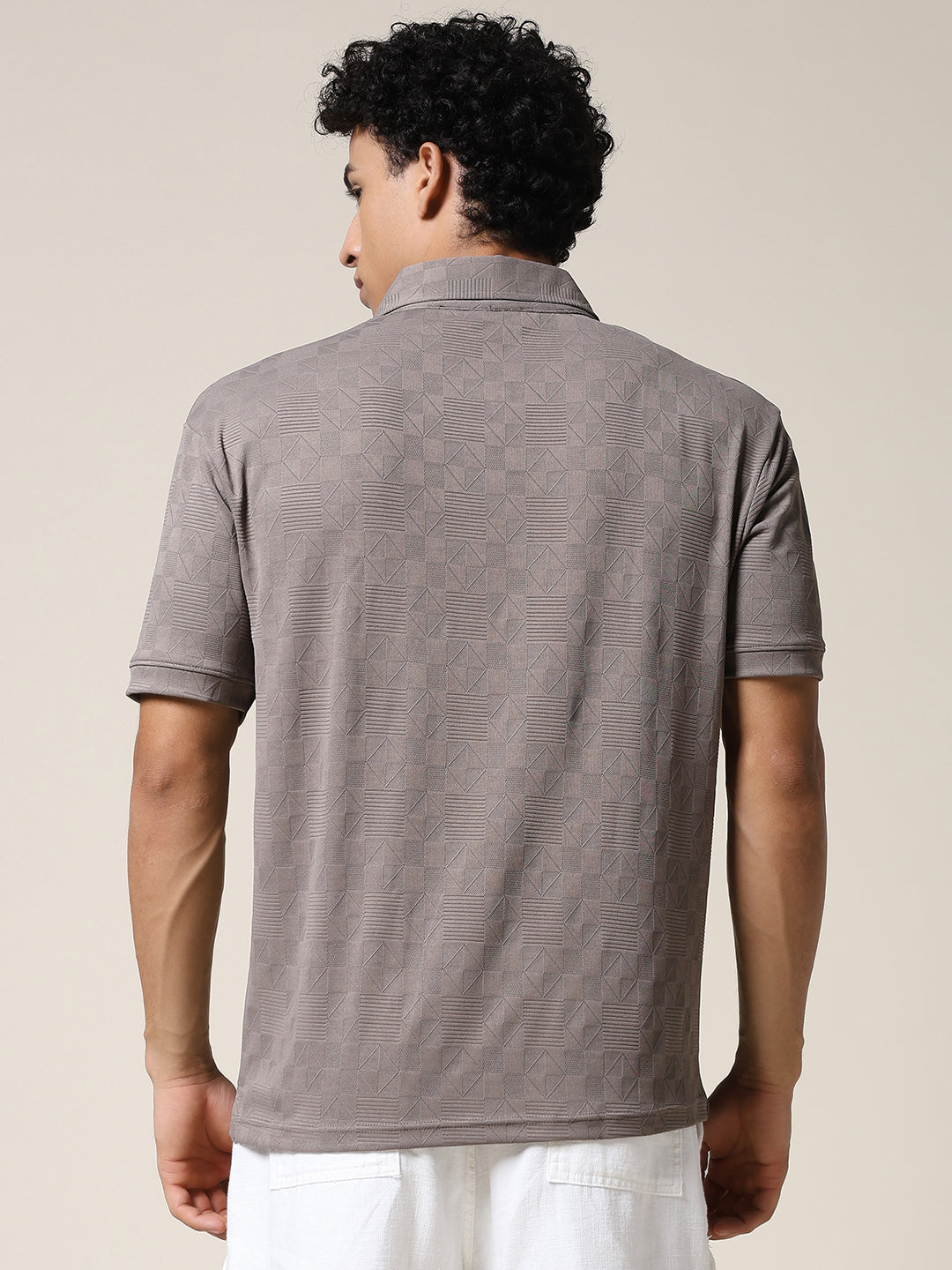 Men Relaxed Fit Korean Texture Polo T-Shirt