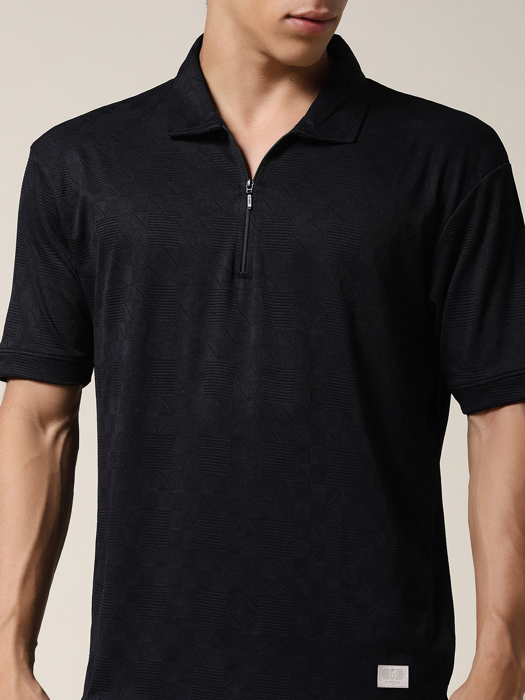 Men Relaxed Fit Korean Texture Polo T-Shirt
