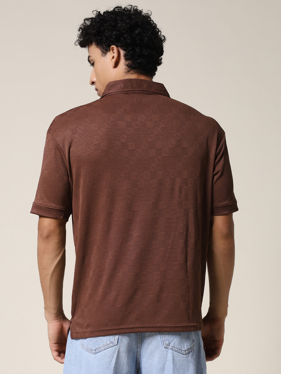 Men Relaxed Fit Korean Texture Polo T-Shirt