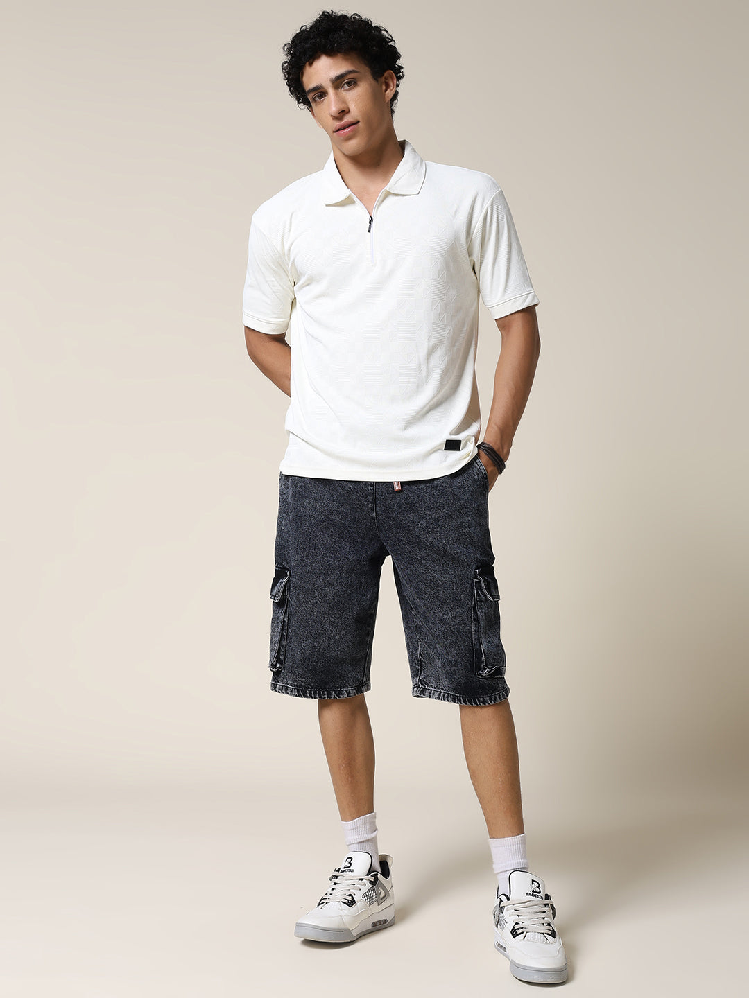 Men Relaxed Fit Korean Texture Polo T-Shirt