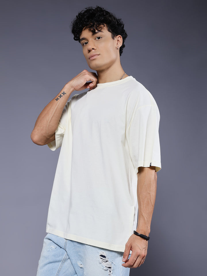 Solid Men Oversized T-Shirt - Off White