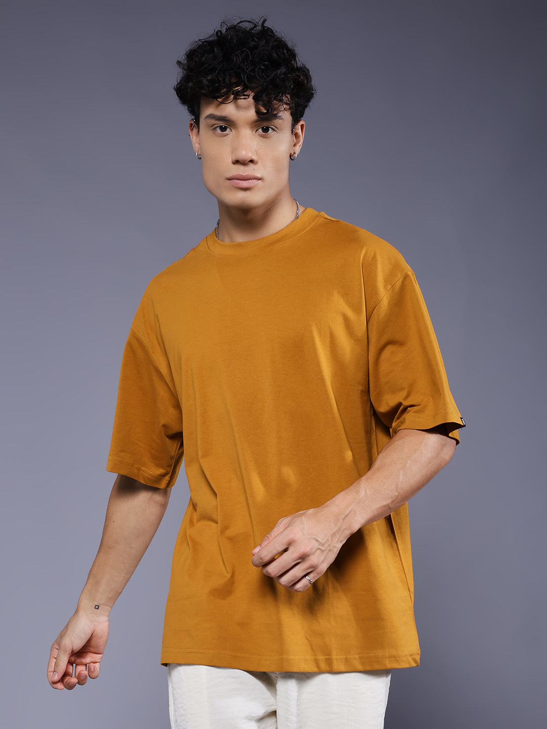 Solid Men Oversized T-Shirt - Rust