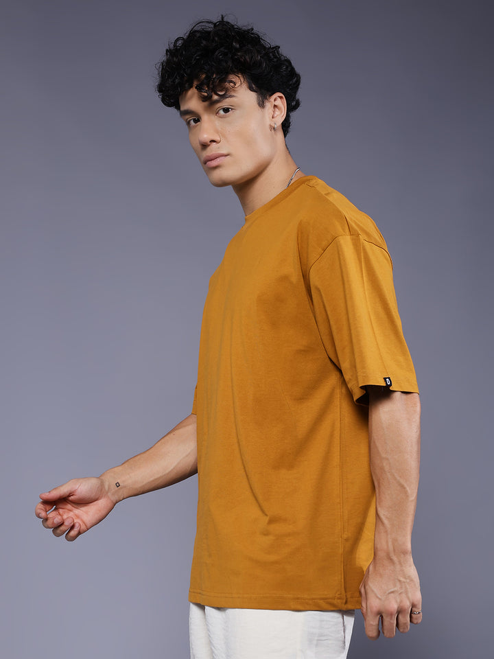 Solid Men Oversized T-Shirt - Rust
