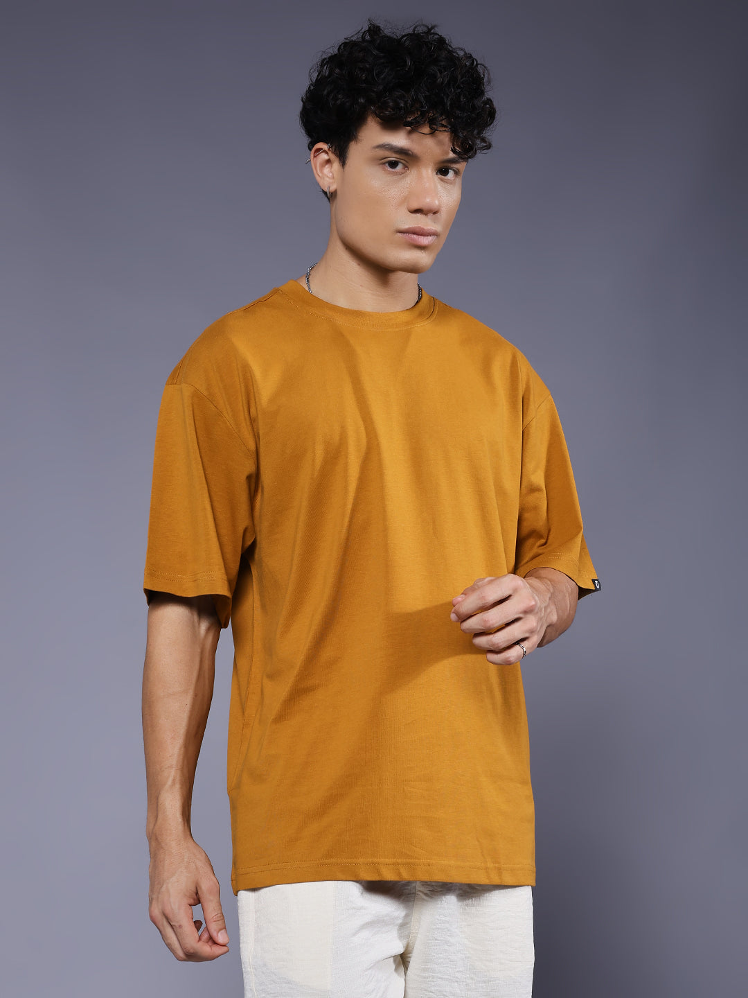 Solid Men Oversized T-Shirt - Rust