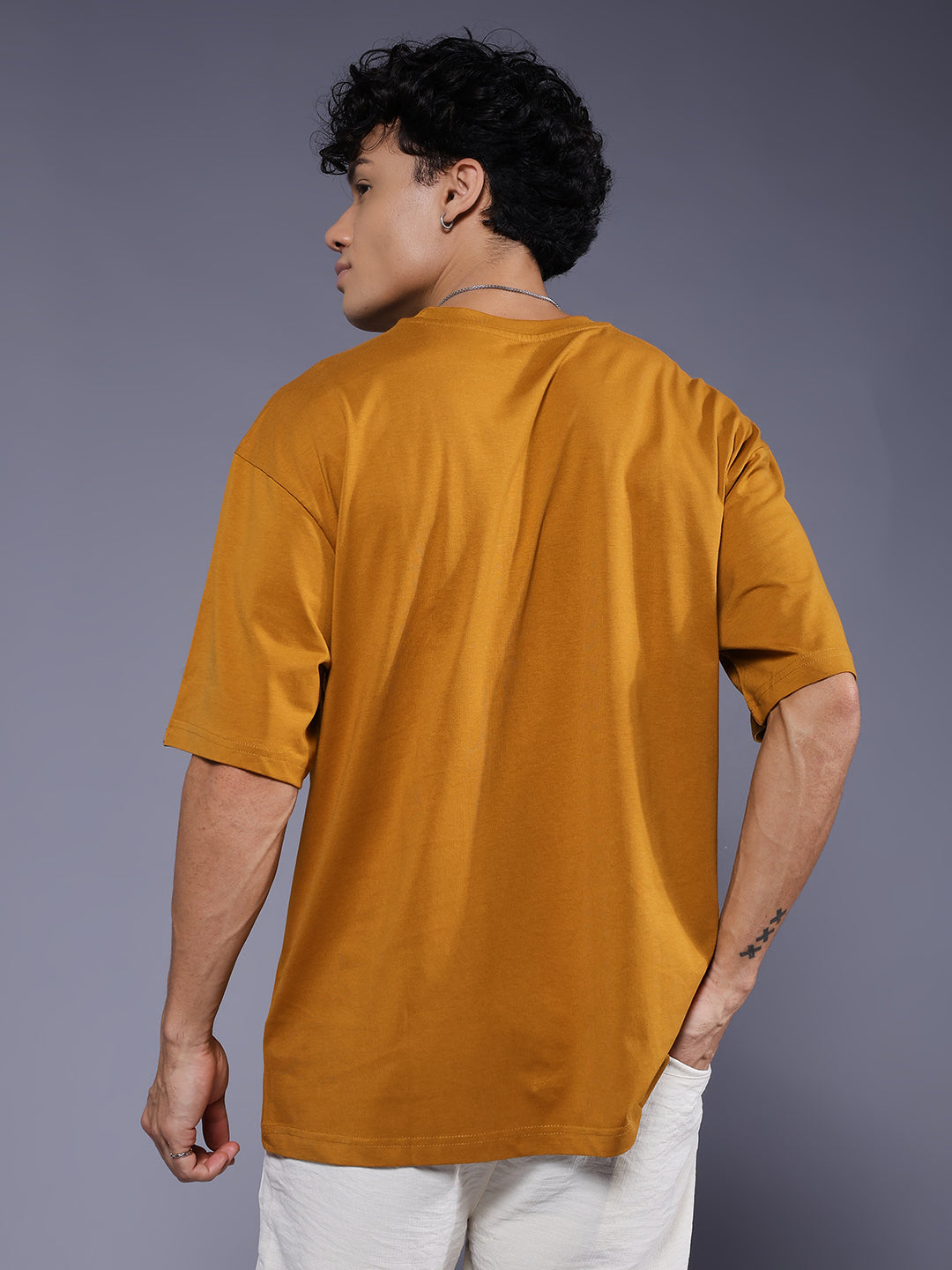 Solid Men Oversized T-Shirt - Rust