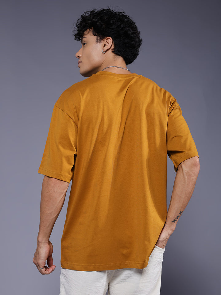 Solid Men Oversized T-Shirt - Rust