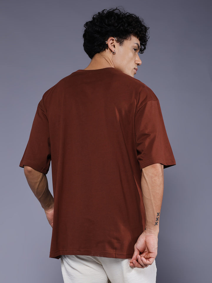 Solid Men Oversized T-Shirt - Cocoa