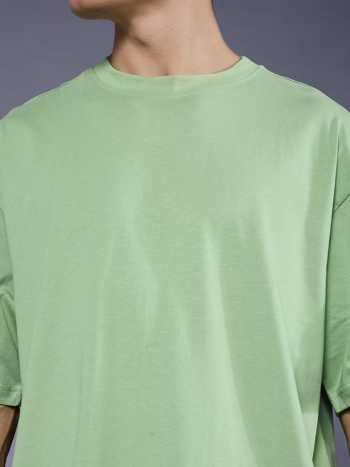 Solid Men Oversized T-Shirt - Pista Green