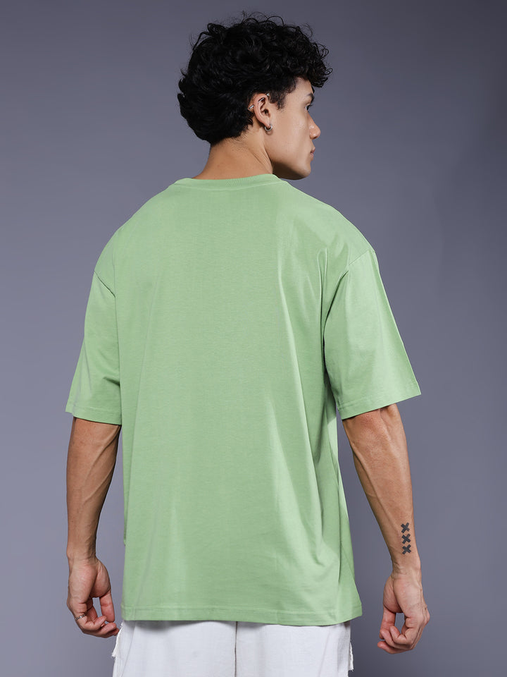 Solid Men Oversized T-Shirt - Pista Green