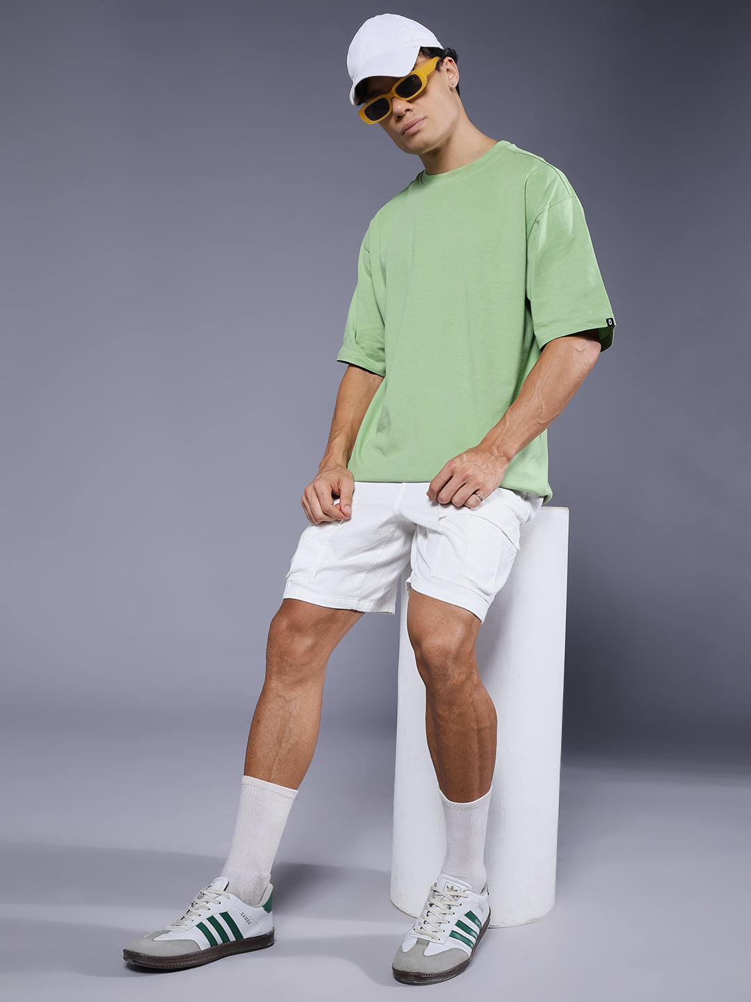 Solid Men Oversized T-Shirt - Pista Green