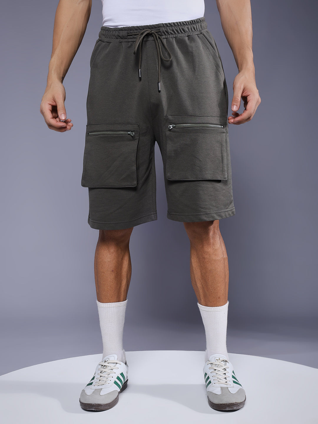Mens Cargo Shorts - Olive Green
