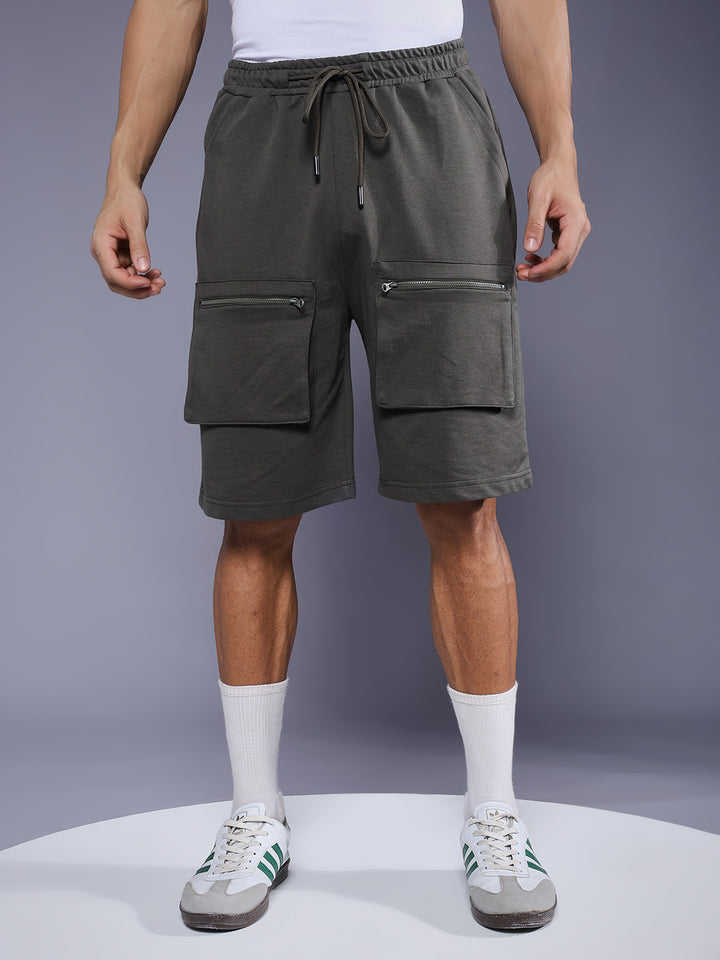 Mens Cargo Shorts - Olive Green
