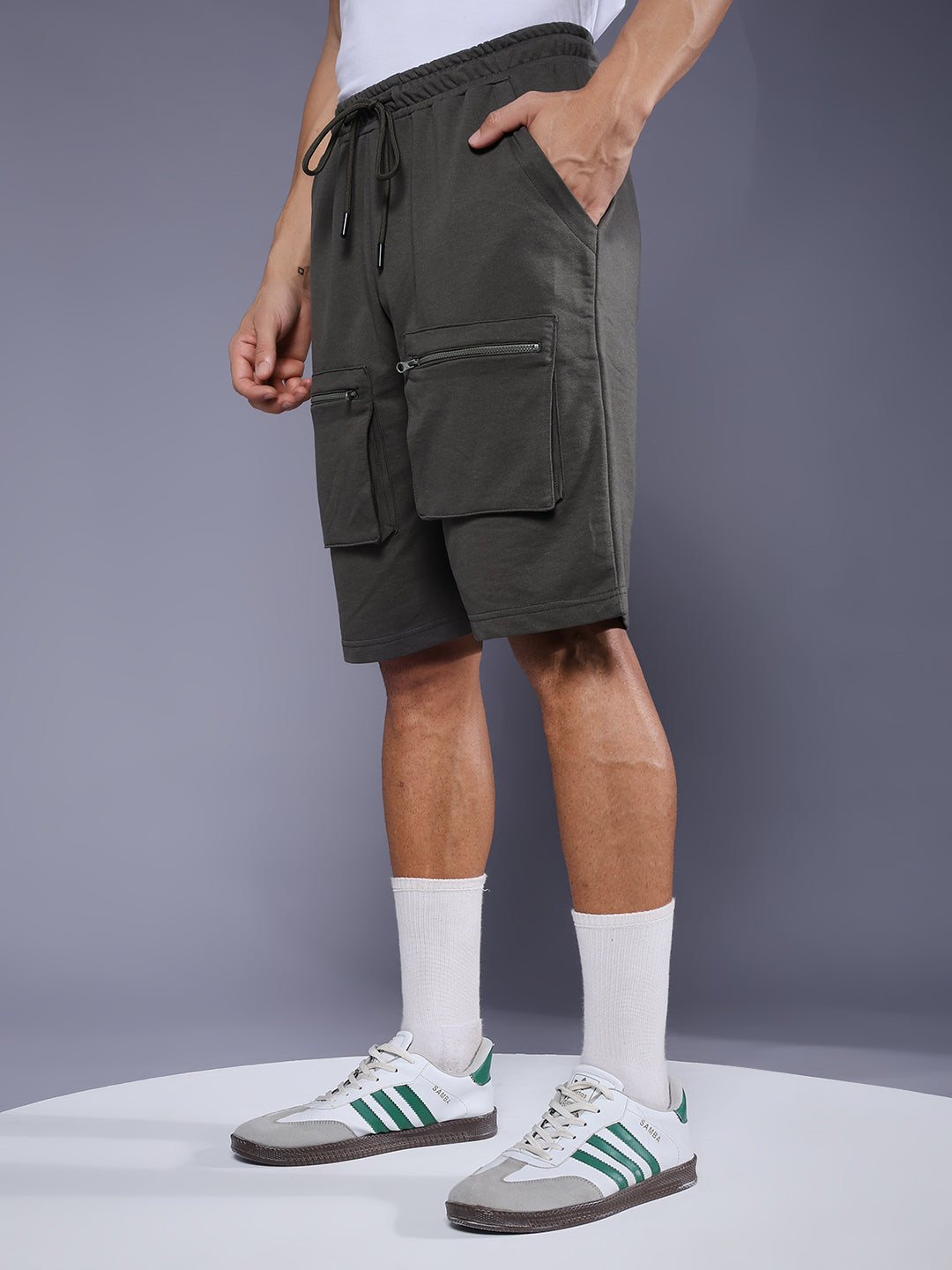 Mens Cargo Shorts - Olive Green