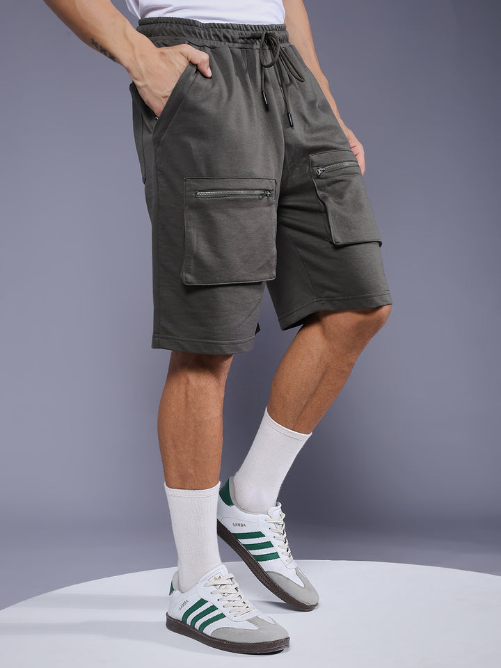 Mens Cargo Shorts - Olive Green