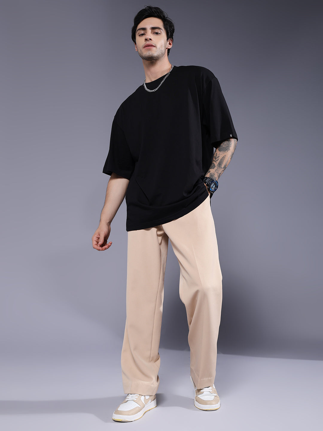 Solid Men Oversized T-Shirt - Black