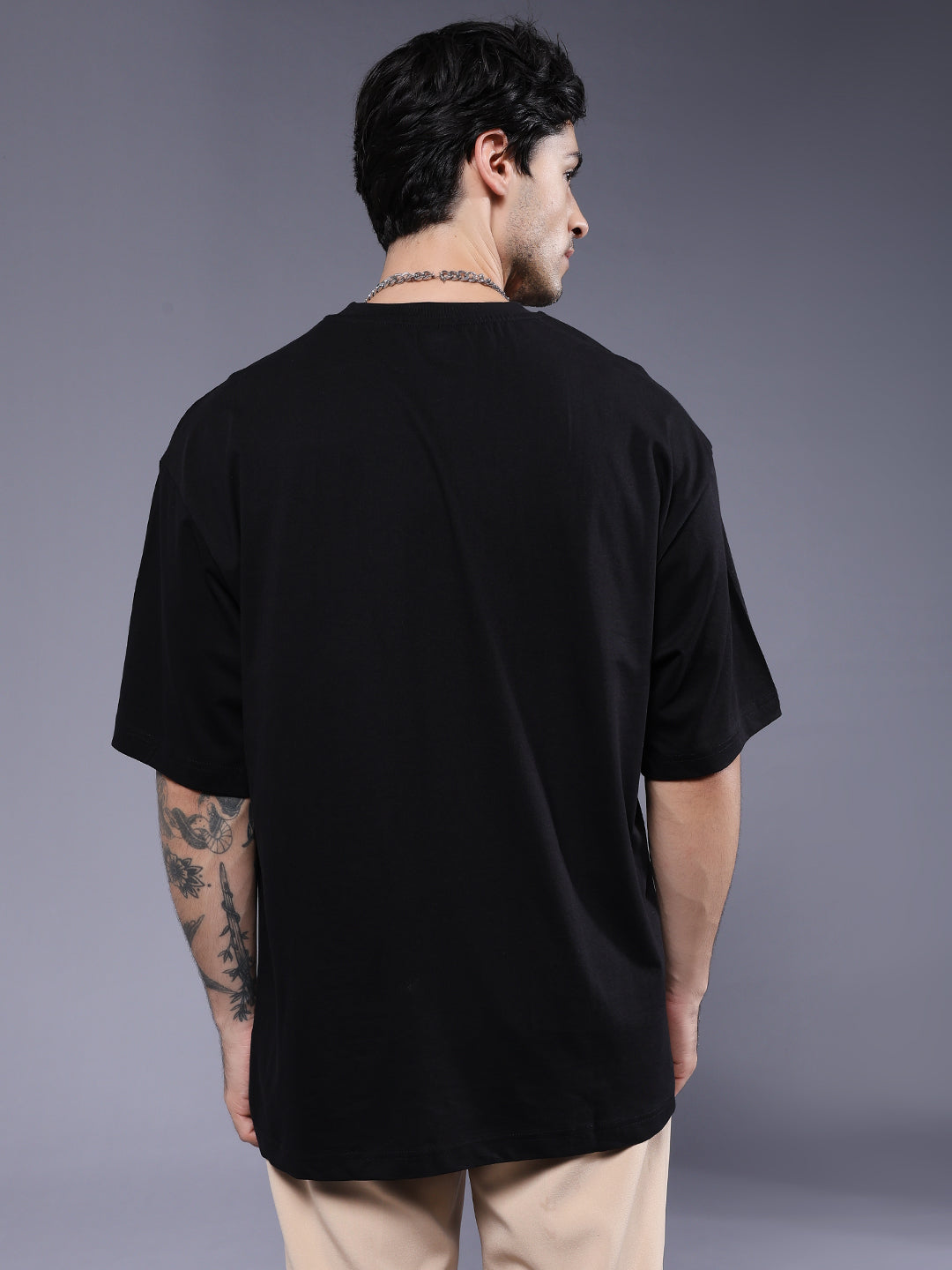 Solid Men Oversized T-Shirt - Black