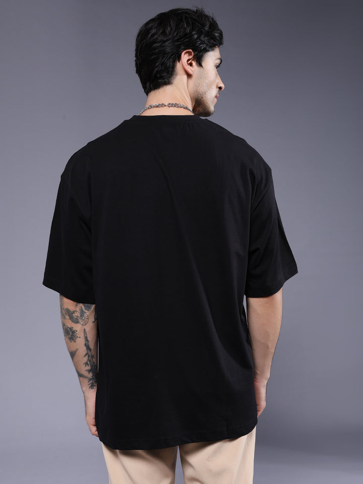 Solid Men Oversized T-Shirt - Black