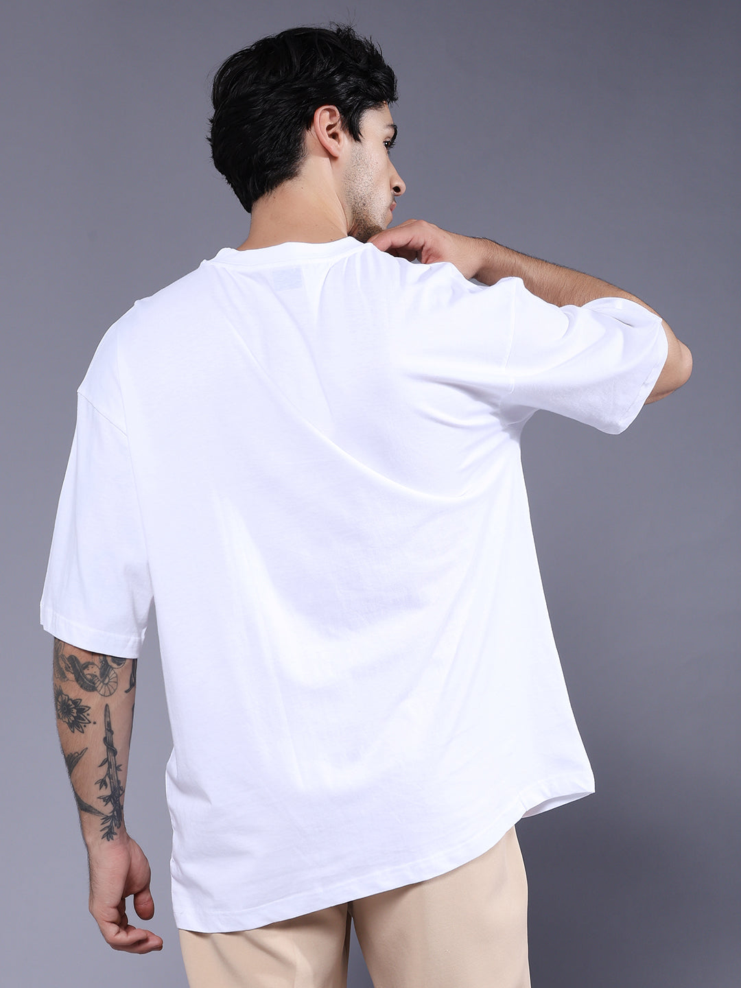 Solid Men Oversized T-Shirt - White