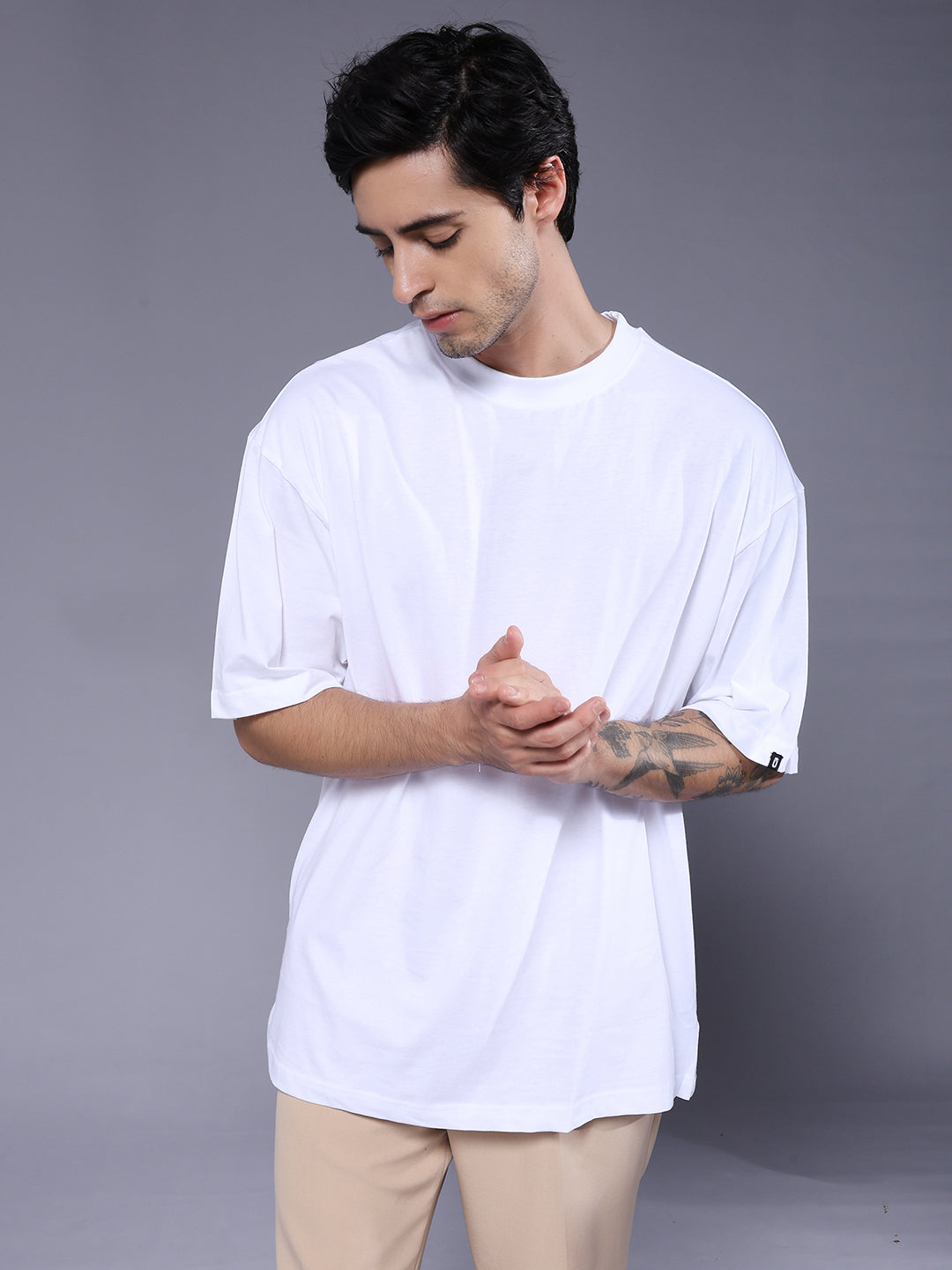Solid Men Oversized T-Shirt - White