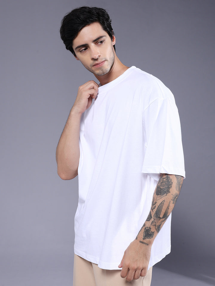 Solid Men Oversized T-Shirt - White