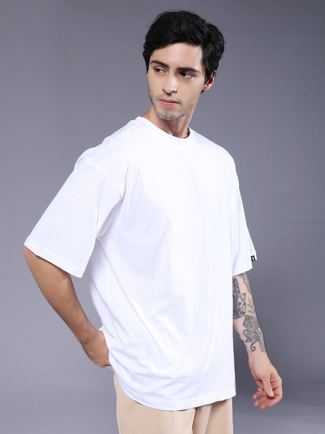 Solid Men Oversized T-Shirt - White