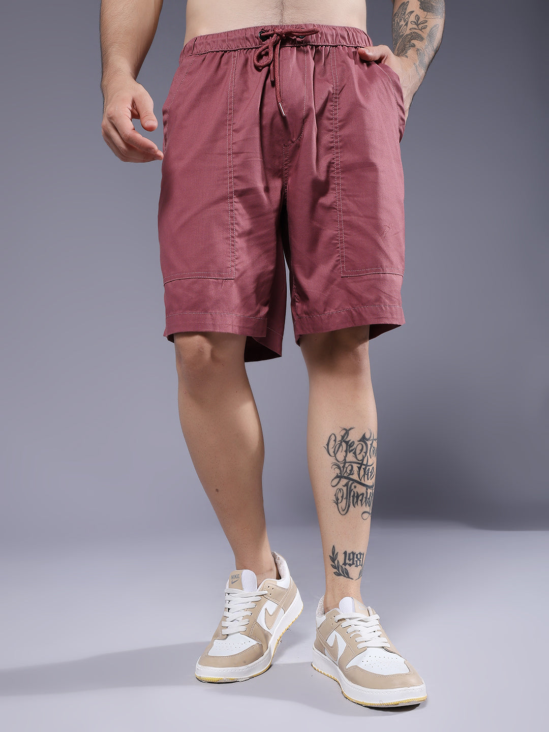 Mens Cotton Utility Shorts  – Mauve