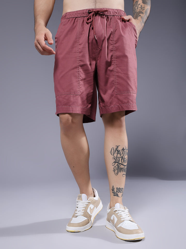 Mens Cotton Utility Shorts  – Mauve