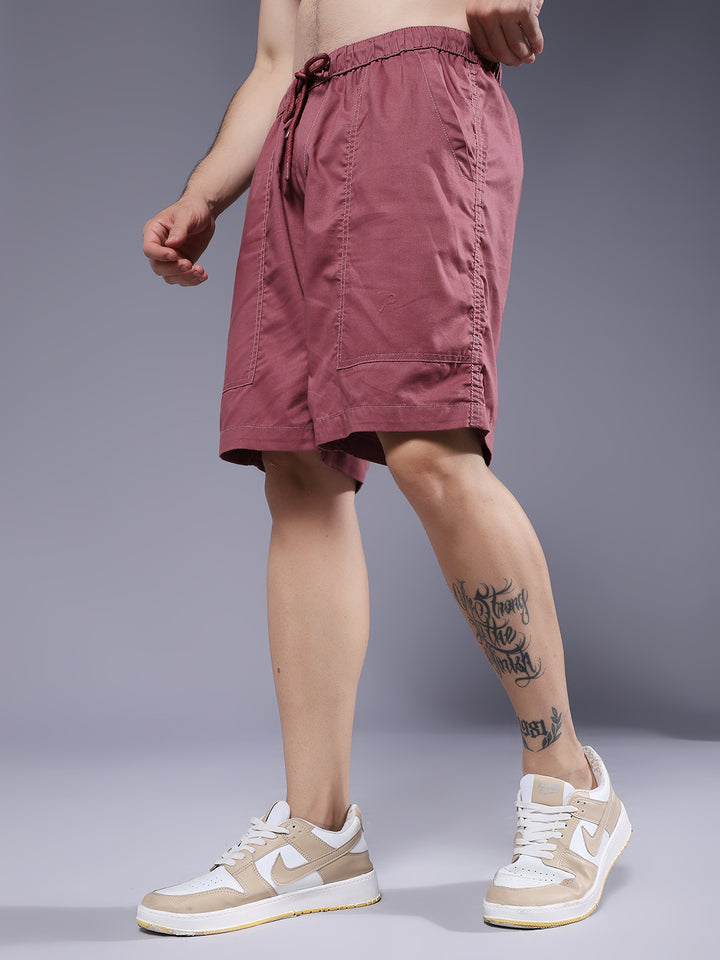 Mens Cotton Utility Shorts  – Mauve