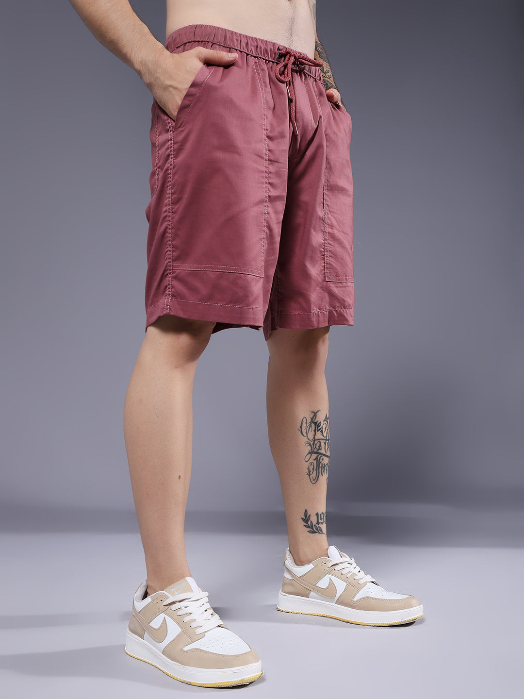 Mens Cotton Utility Shorts  – Mauve
