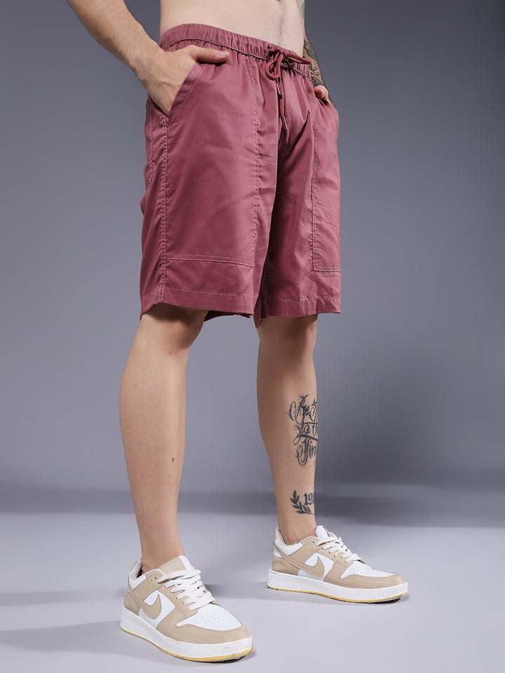 Mens Cotton Utility Shorts  – Mauve