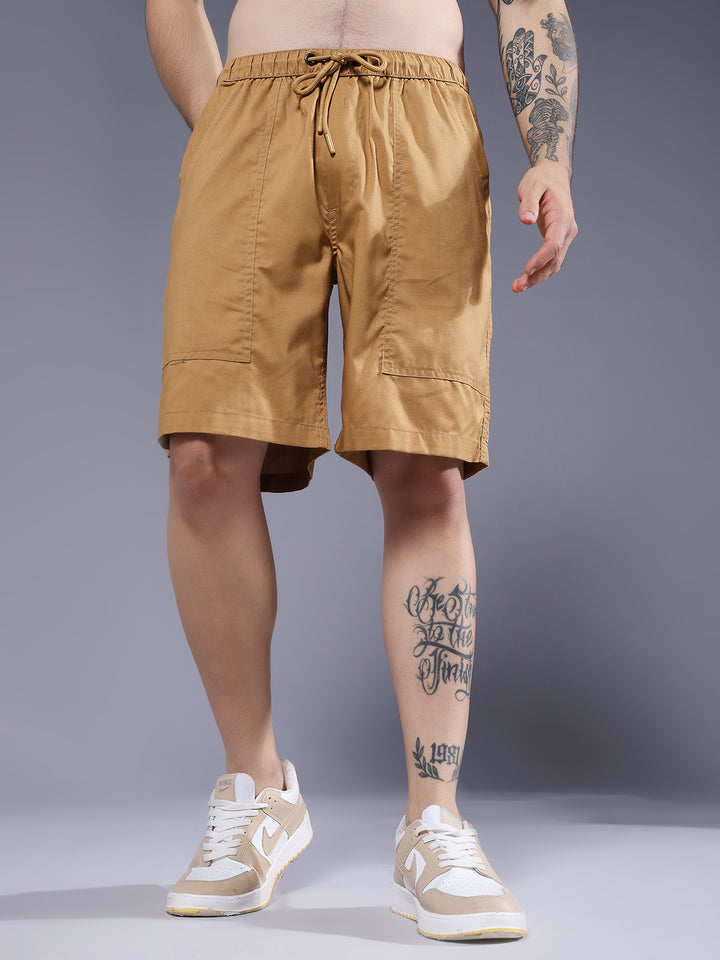 Mens Cotton Utility Shorts  – Mustard