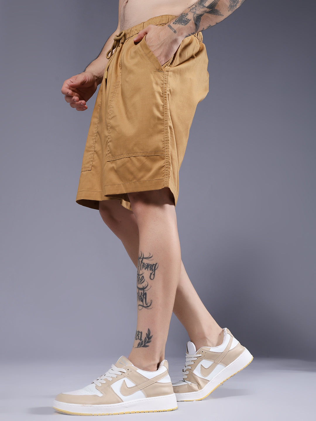 Mens Cotton Utility Shorts  – Mustard