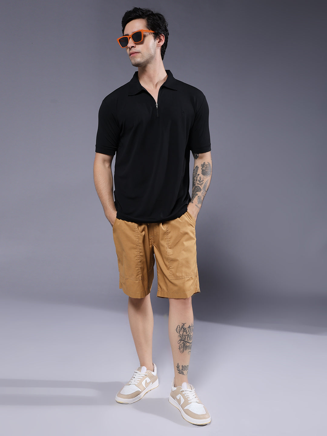 Mens Cotton Utility Shorts  – Mustard