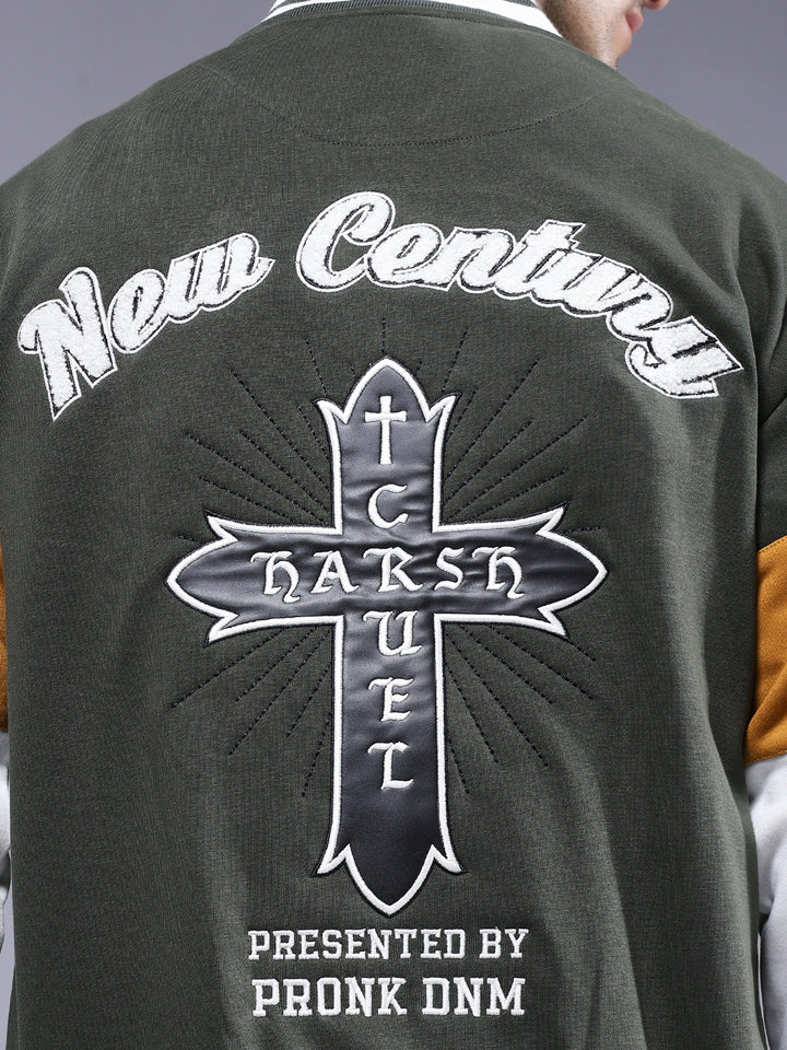 New Century Men Embroidered Varsity Bomber Jacket