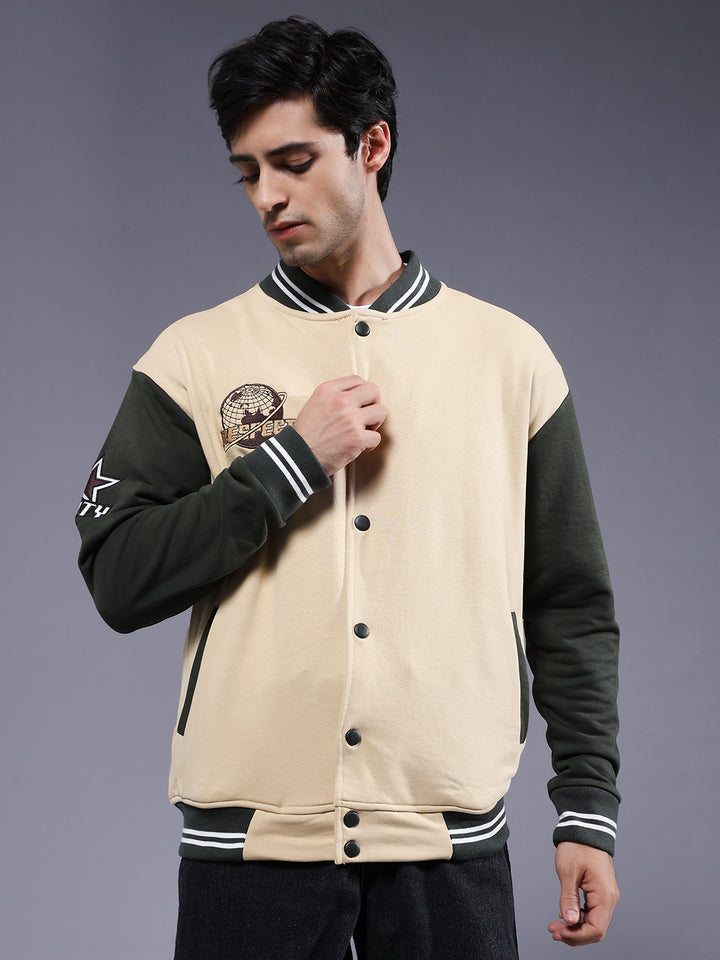 Respect Men Embroidered Varsity Bomber Jacket