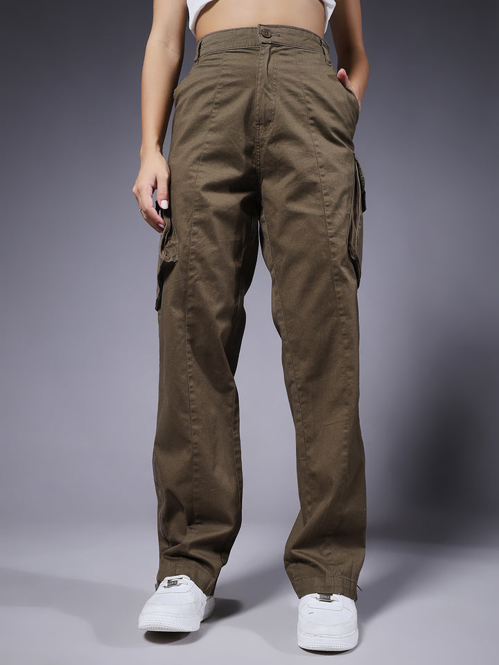 Women Utility Cargos - Olive Green
