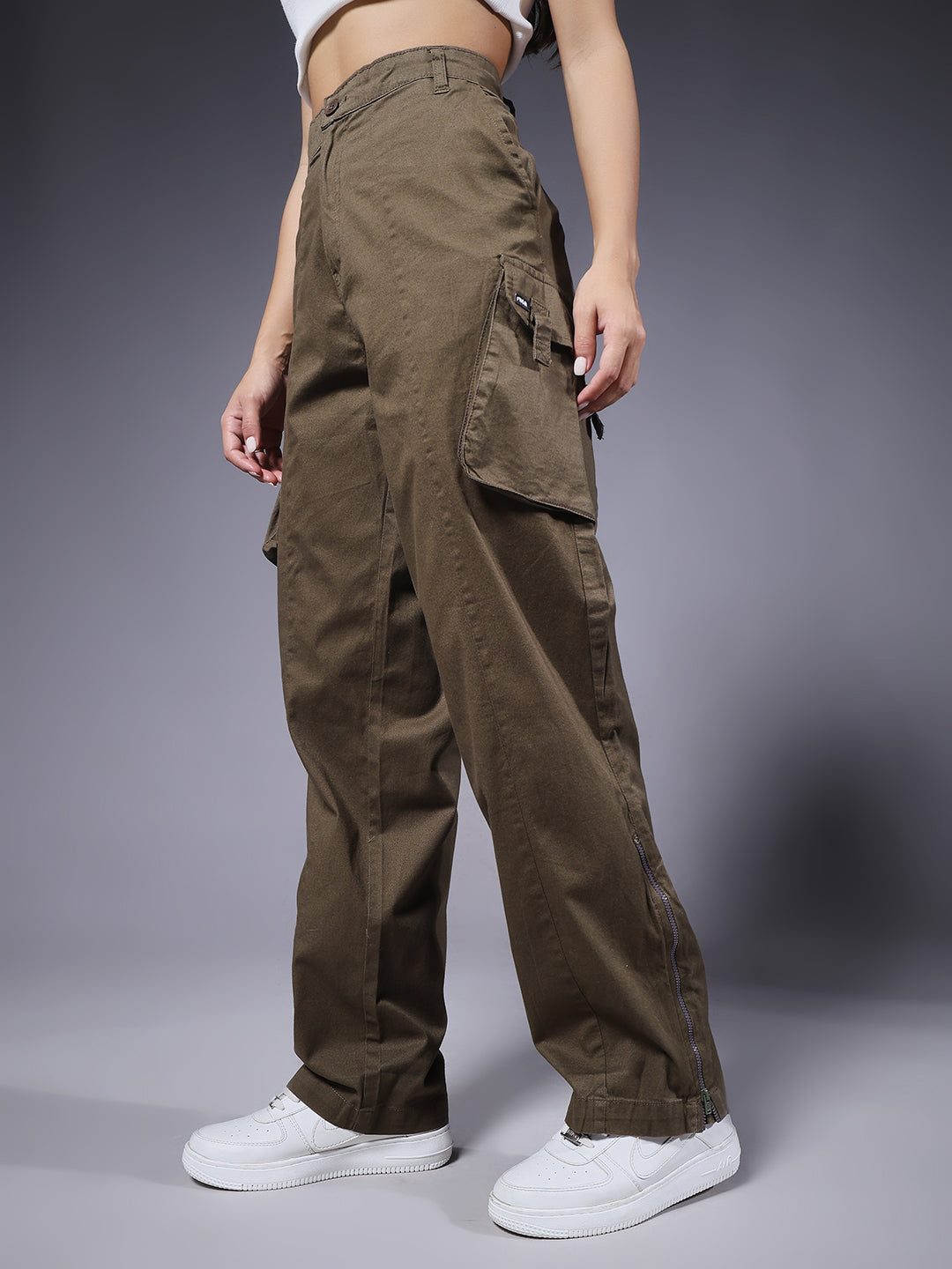 Women Utility Cargos - Olive Green