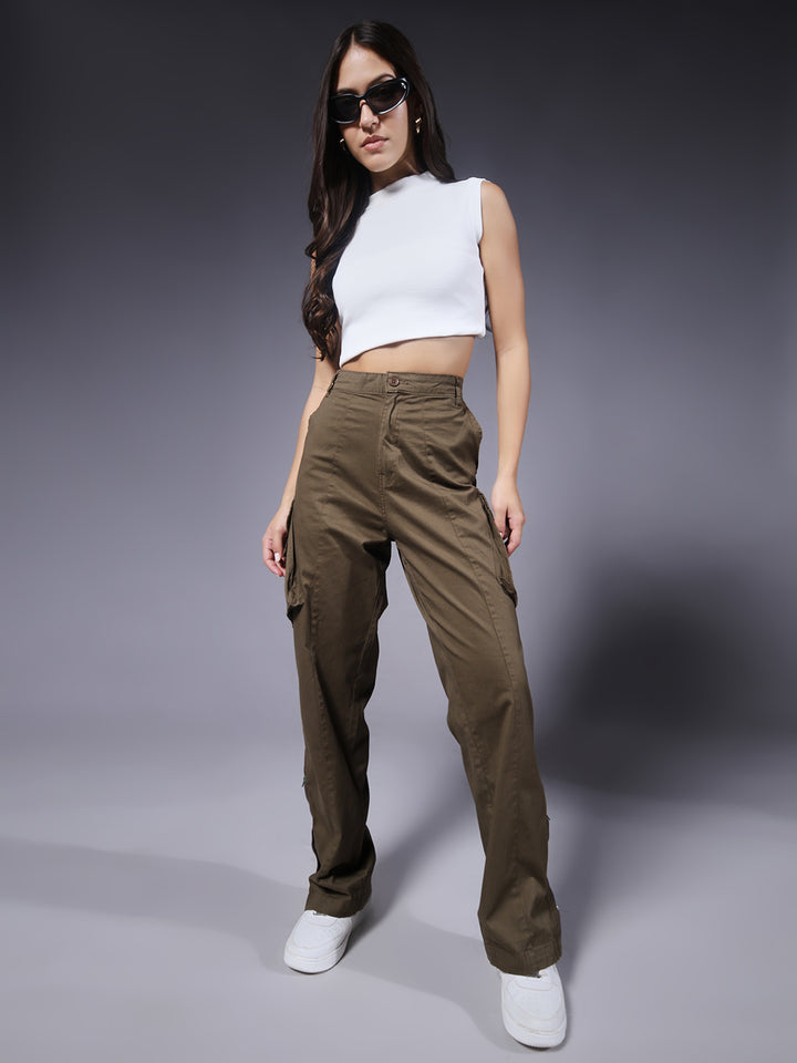 Women Utility Cargos - Olive Green