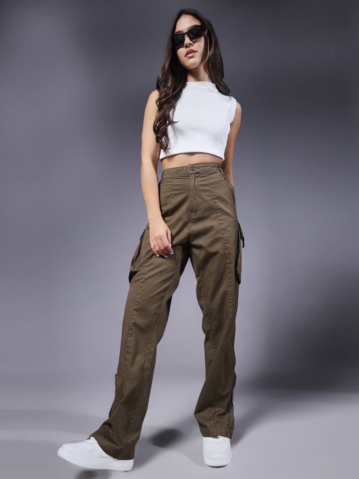 Women Utility Cargos - Olive Green