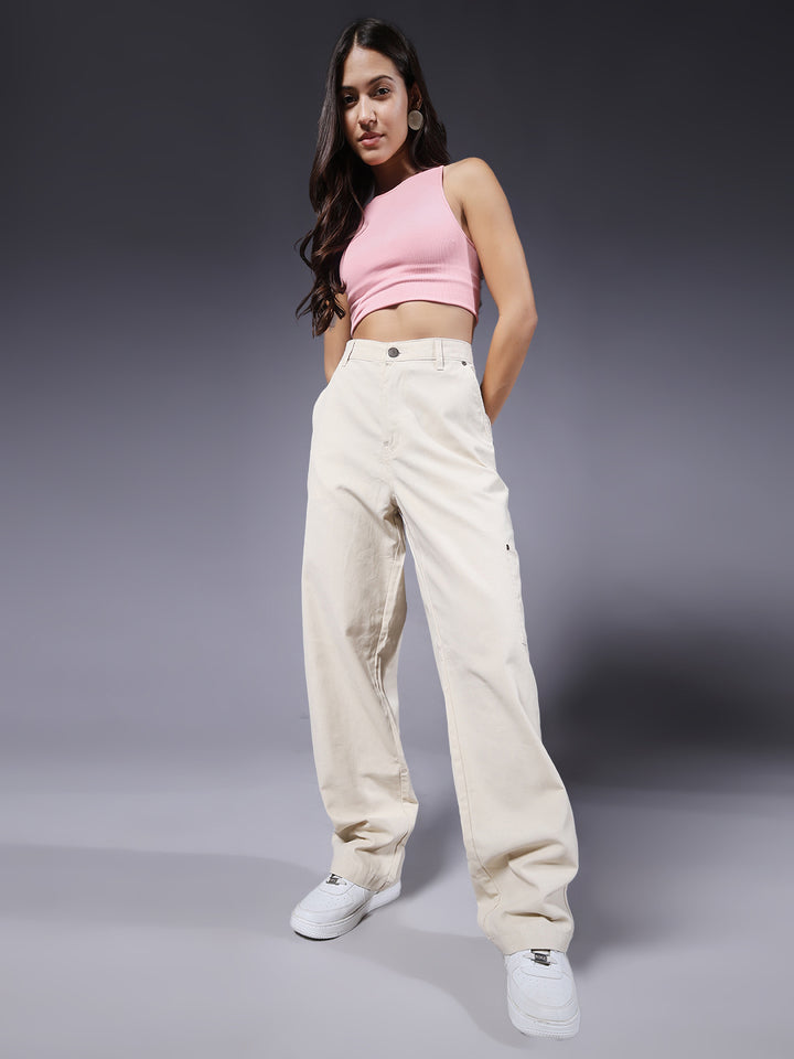 Women Carpenter Pants - Off White