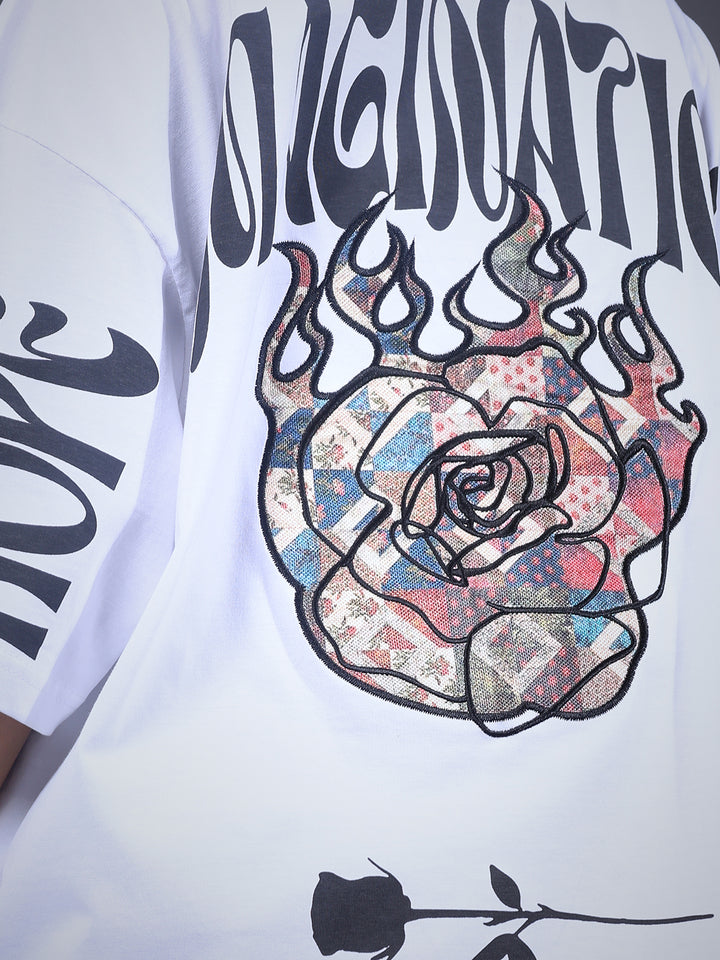 Imagination Embroidered Printed Women Oversized T-shirt