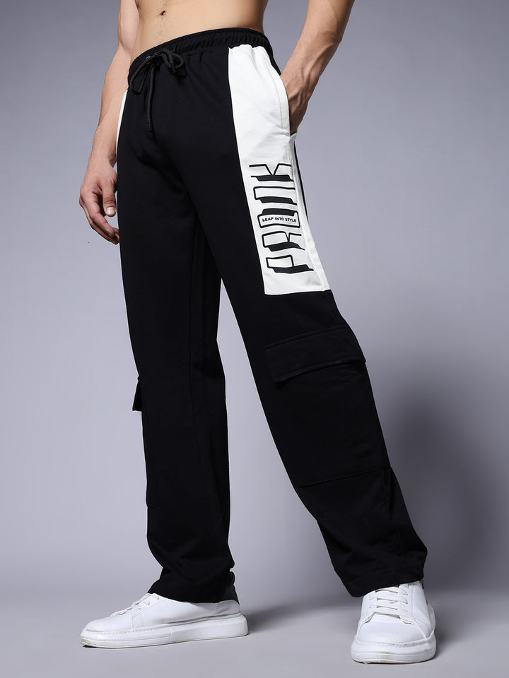 Men Premium Knitted Joggers with Side Panel Print