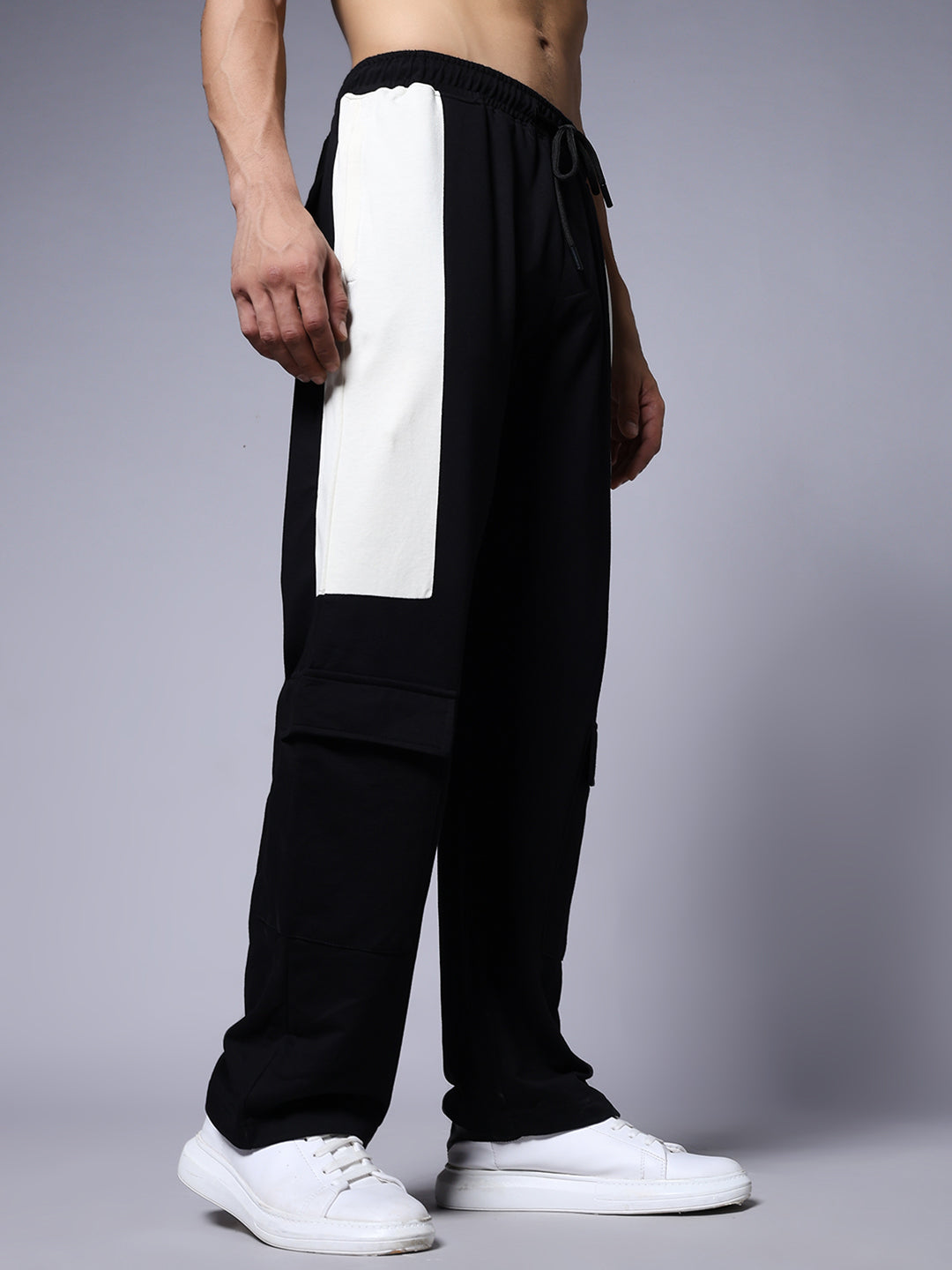 Men Premium Knitted Joggers with Side Panel Print