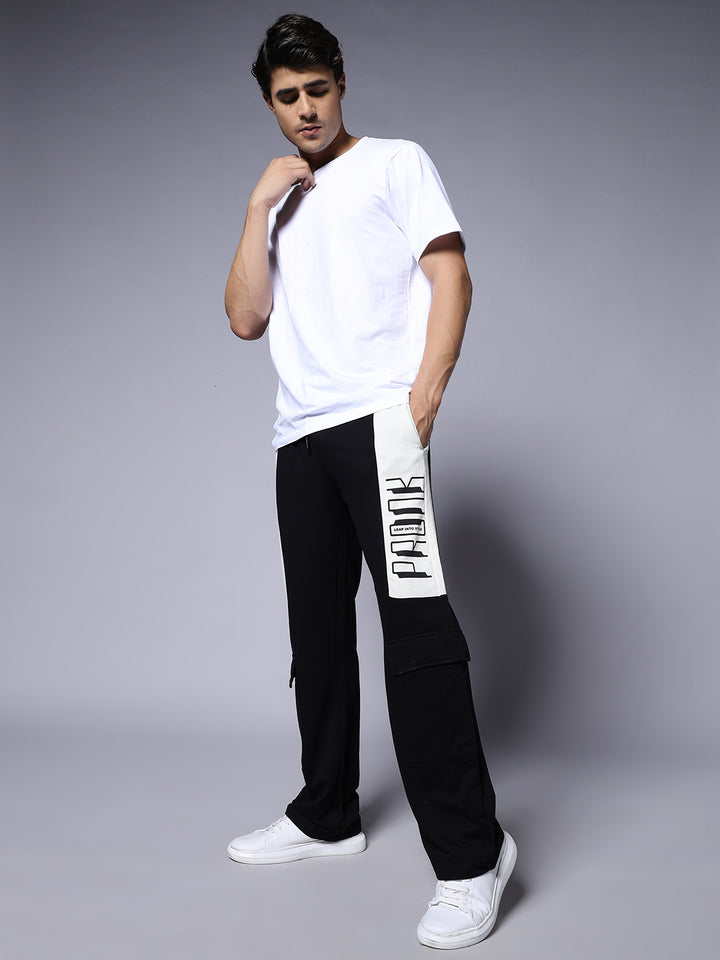Men Premium Knitted Joggers with Side Panel Print