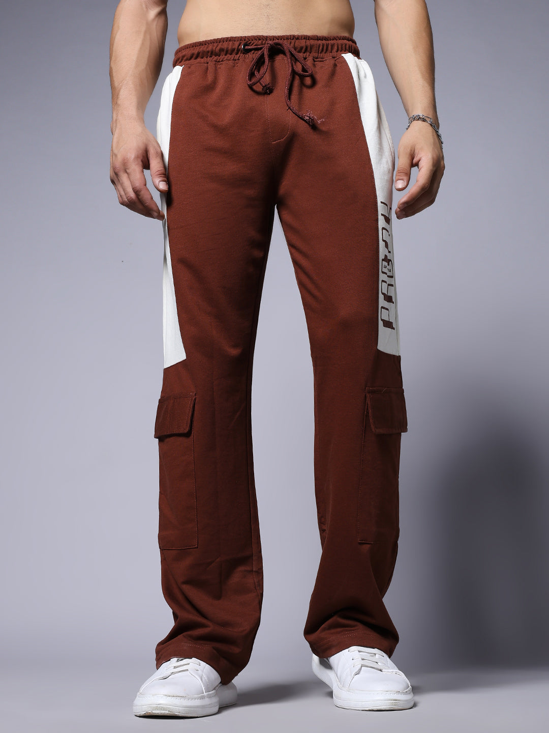 Men Premium Knitted Joggers with Side Panel Print